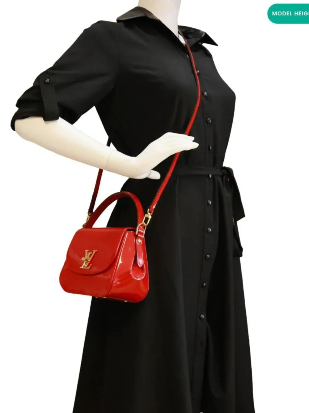 Louis Vuitton  Pasadena Monogram Vernis Leather Shoulder Bag Red